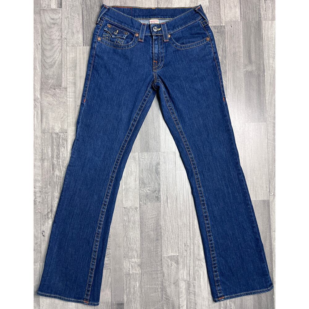 True Religion Billy Bootcut Jeans Women 28 Made in USA Flap Pocket Medium Wash